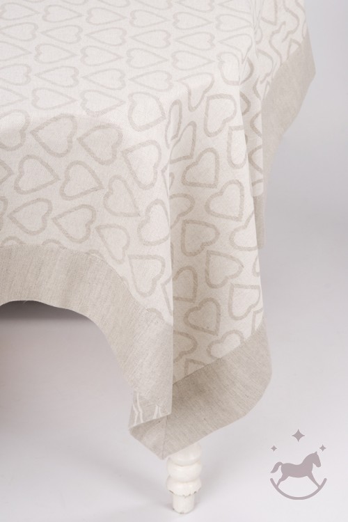 Linen Tablecloth With Hearts