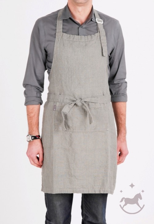 Washed Linen apron, grey