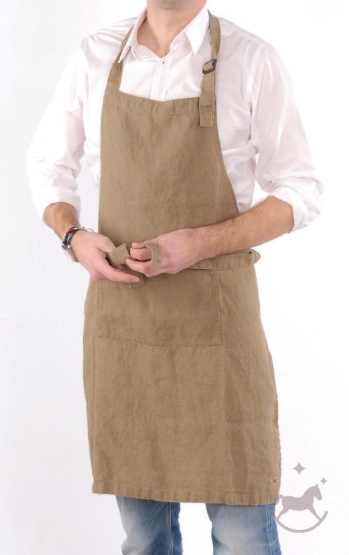 Washed Linen apron, sand