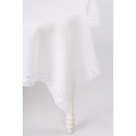 White Linen Tablecloth With Lace