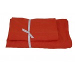 Set of 2 Linen Bath Towels, Orange red