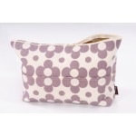 Linen cosmetic bag with chamomiles, grey