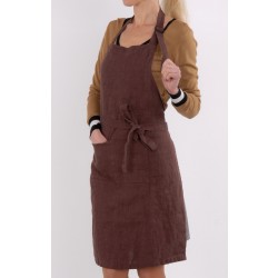 Washed Linen apron, brown